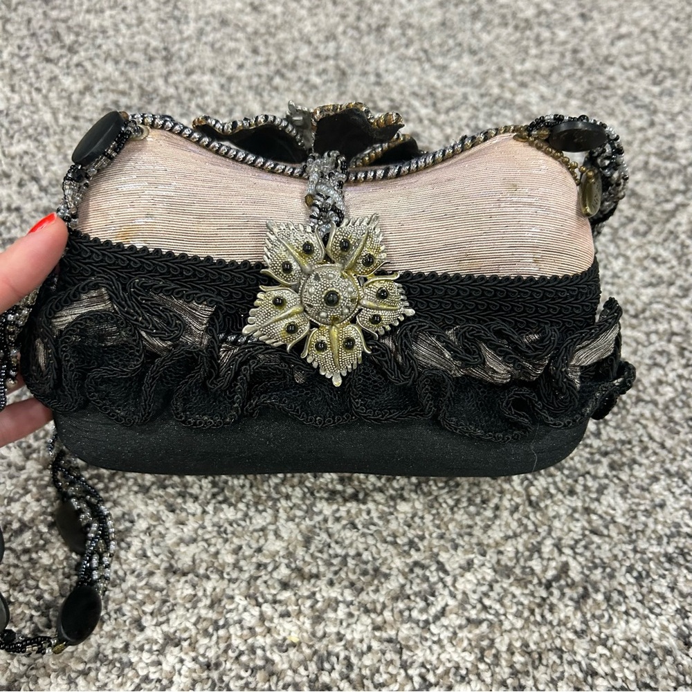 Mary Frances Dark Multi-Toned Vintage Beaded Floral Evening Clutch Rare - Picture 4 of 11